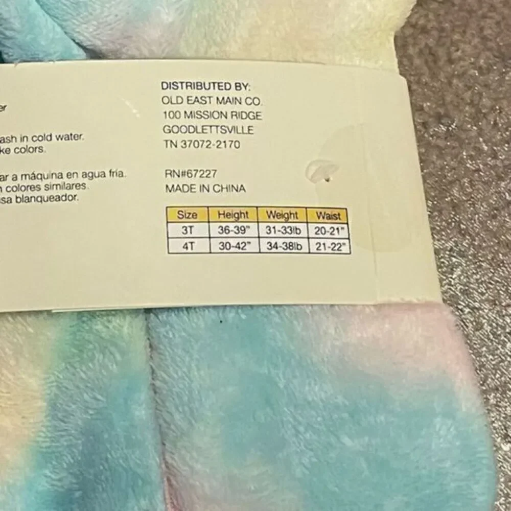 NWT Bobbie Brooks Plush Tie‎ Dye Unicorn One Piece Size 4T